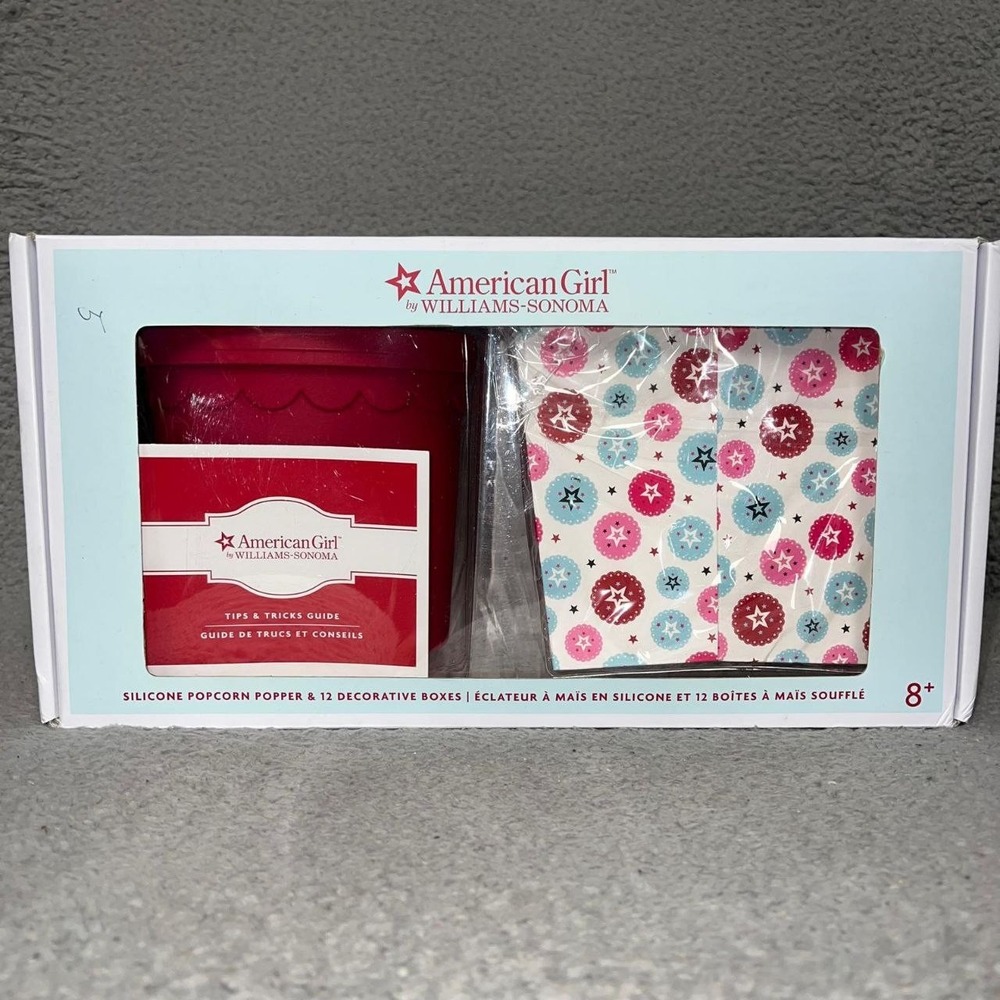 NIB American Girl by Williams-Sonoma Silicone Popcorn Popper 12 Decorative Boxes